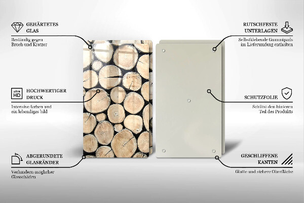 Cache plaque de cuisson Troncs d'arbres en bois
