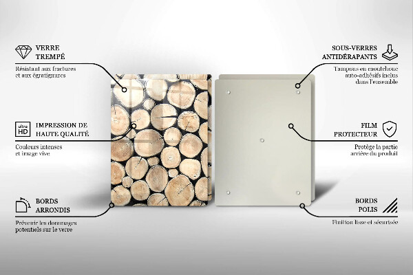 Cache plaque de cuisson Troncs d'arbres en bois