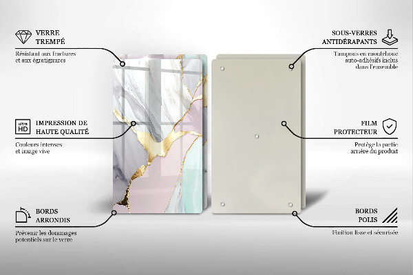 Protection plaque induction Marbre pastel