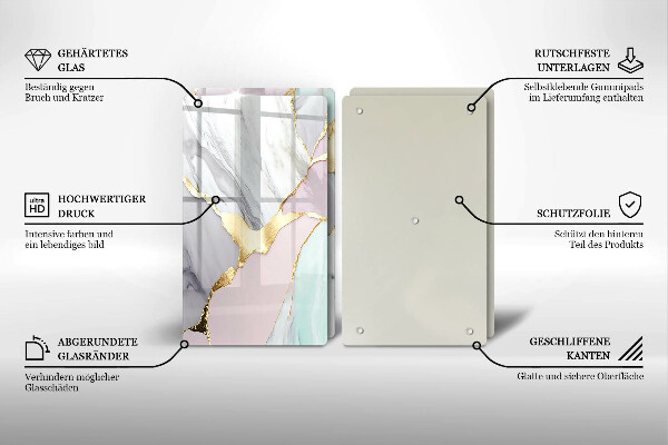 Protection plaque induction Marbre pastel