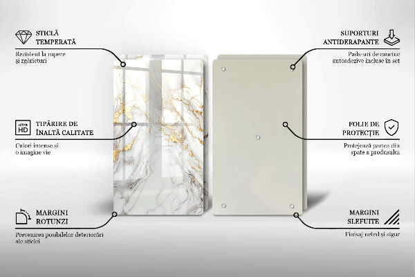Protection plaque induction Marbre clair avec de l'or