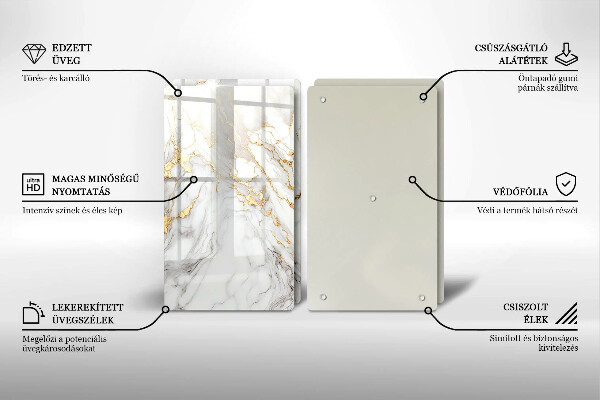 Protection plaque induction Marbre clair avec de l'or