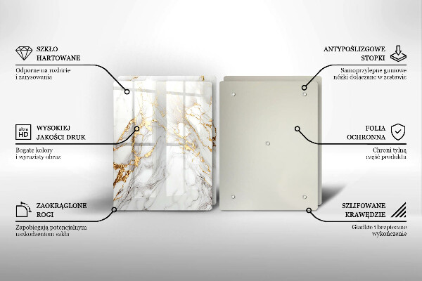 Protection plaque induction Marbre clair avec de l'or