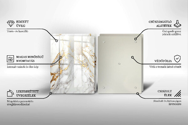 Protection plaque induction Marbre clair avec de l'or