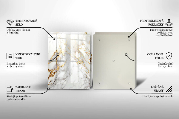 Protection plaque induction Marbre clair avec de l'or