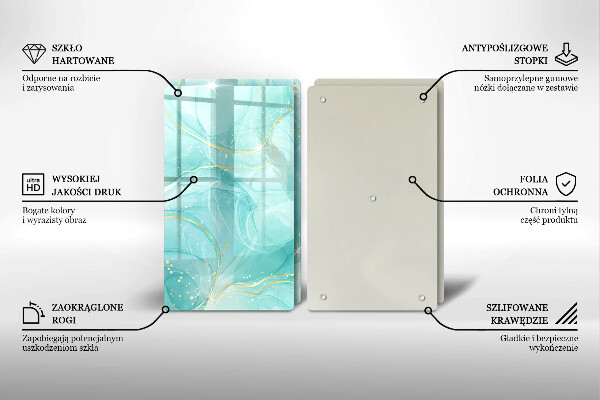 Protection plaque induction Abstraction bleue et dorée