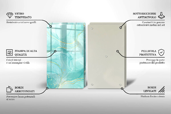 Protection plaque induction Abstraction bleue et dorée