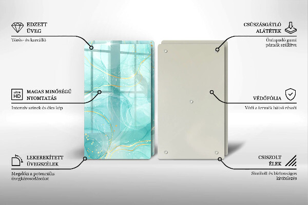 Protection plaque induction Abstraction bleue et dorée