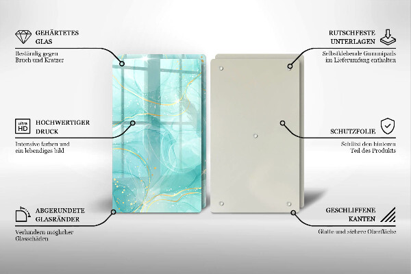 Protection plaque induction Abstraction bleue et dorée