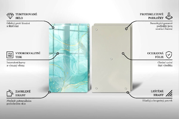 Protection plaque induction Abstraction bleue et dorée