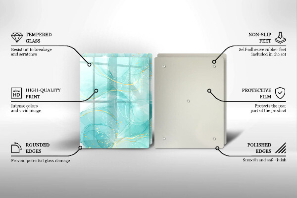 Protection plaque induction Abstraction bleue et dorée