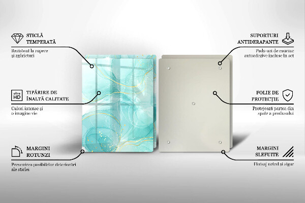 Protection plaque induction Abstraction bleue et dorée