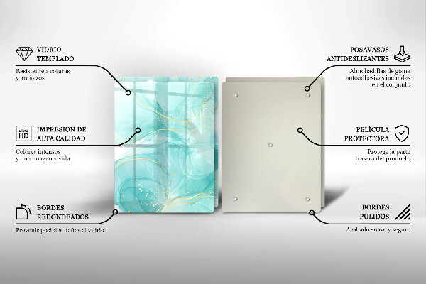 Protection plaque induction Abstraction bleue et dorée