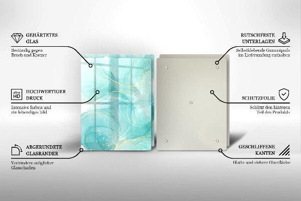 Protection plaque induction Abstraction bleue et dorée