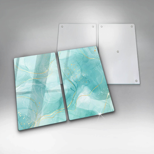 Protection plaque induction Abstraction bleue et dorée