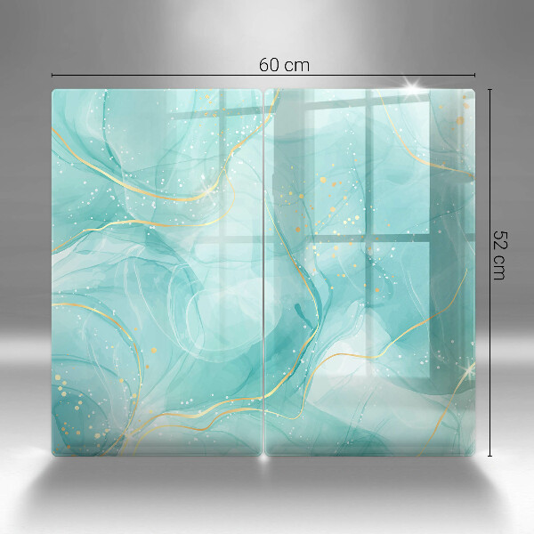 Protection plaque induction Abstraction bleue et dorée