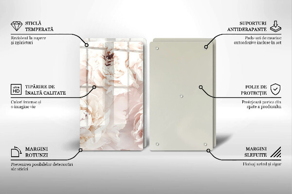 Protection plaque induction Pivoines pastel