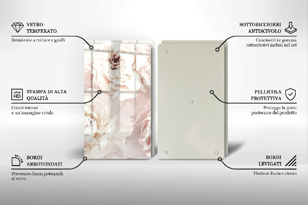 Protection plaque induction Pivoines pastel