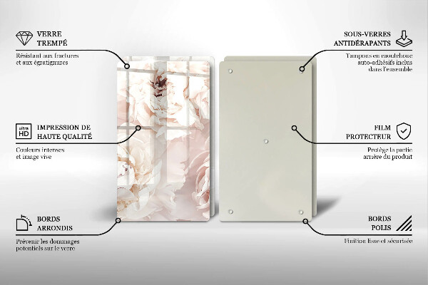Protection plaque induction Pivoines pastel