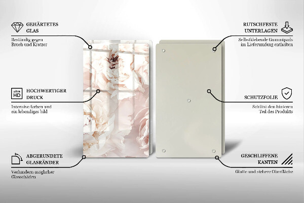 Protection plaque induction Pivoines pastel