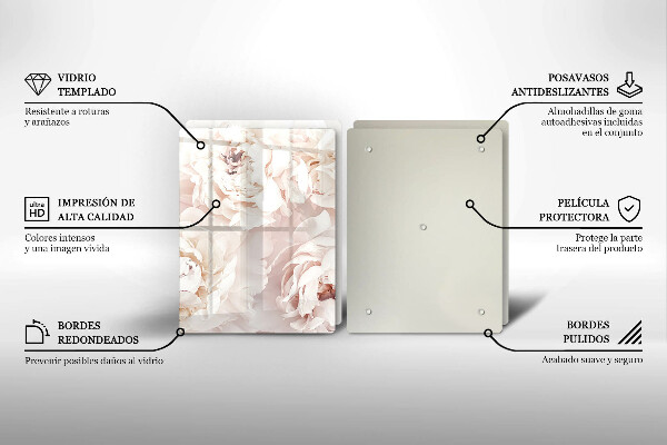 Protection plaque induction Pivoines pastel