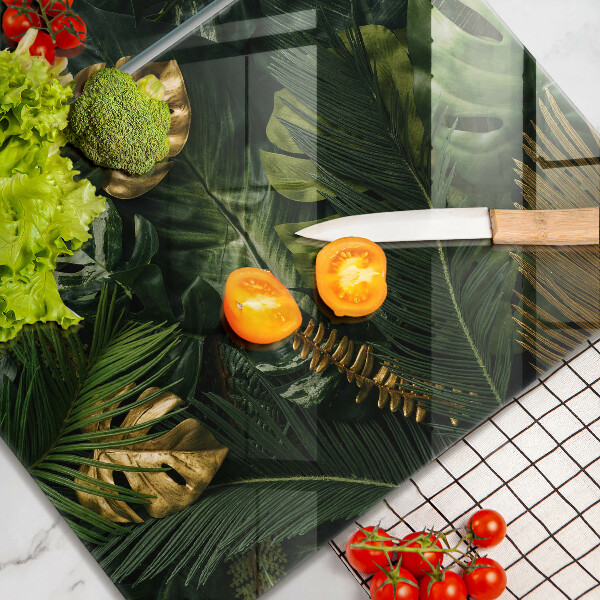 Protection plaque induction Feuilles de monstera dorées