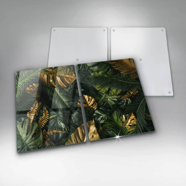 Protection plaque induction Feuilles de monstera dorées