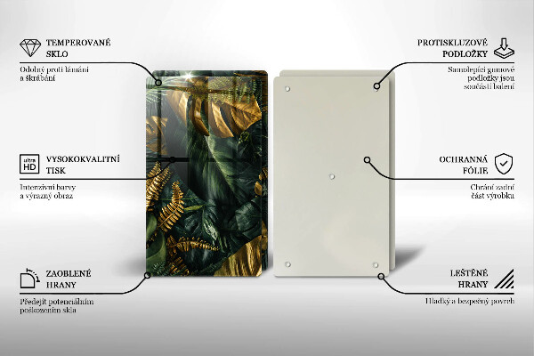 Protection plaque induction Feuilles de monstera dorées