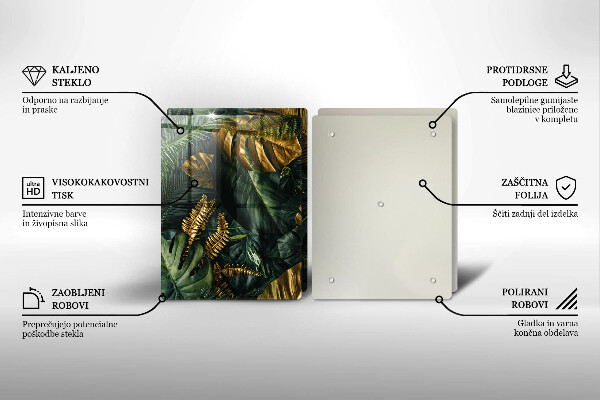 Protection plaque induction Feuilles de monstera dorées