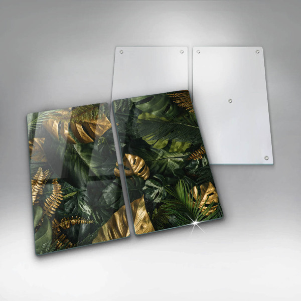 Protection plaque induction Feuilles de monstera dorées