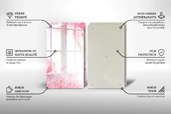 Protection plaque induction Fond de roses délicates