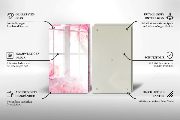 Protection plaque induction Fond de roses délicates