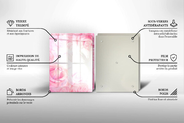 Protection plaque induction Fond de roses délicates