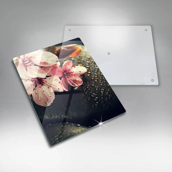 Protège plaque de cuisson Fleurs pierres zen