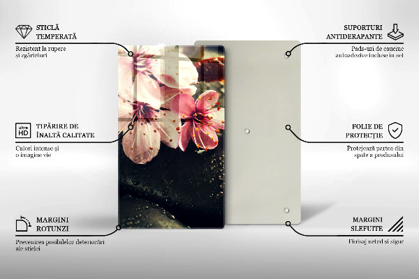 Protège plaque de cuisson Fleurs pierres zen