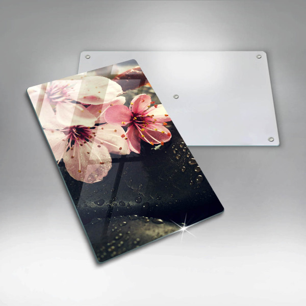 Protège plaque de cuisson Fleurs pierres zen