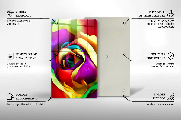 Protège plaque de cuisson Pétales de roses colorés