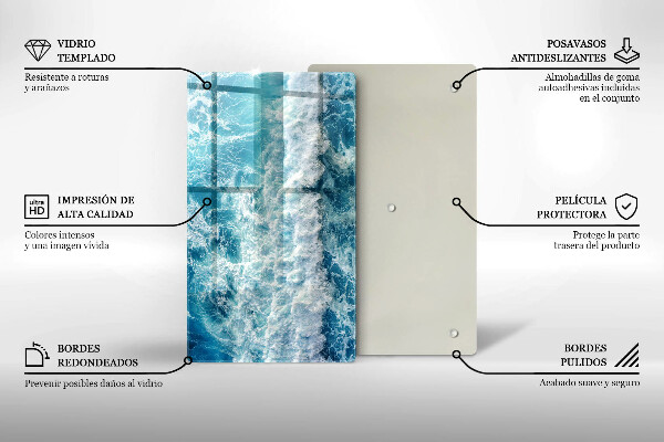 Protège plaque de cuisson Vagues d'eau de mer