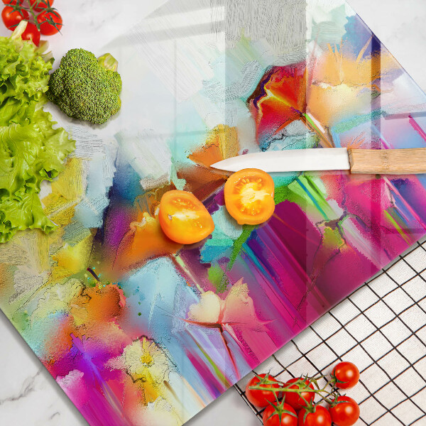 Protège plaque de cuisson Fleurs peintes