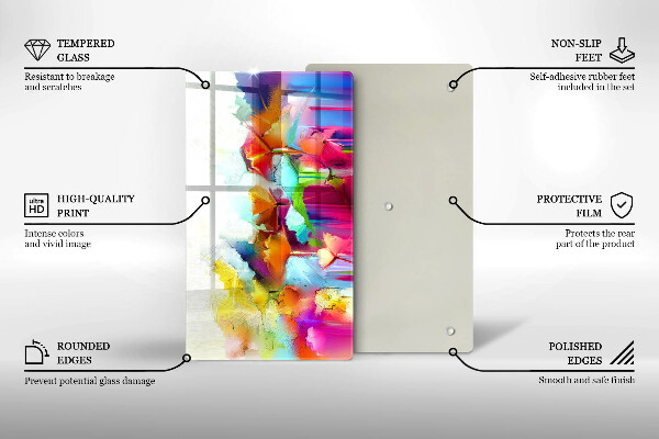 Protège plaque de cuisson Fleurs peintes