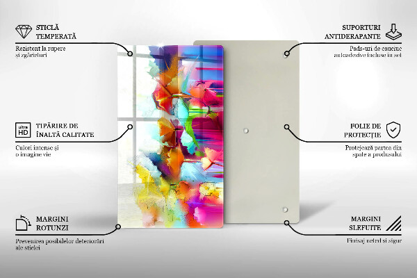 Protège plaque de cuisson Fleurs peintes