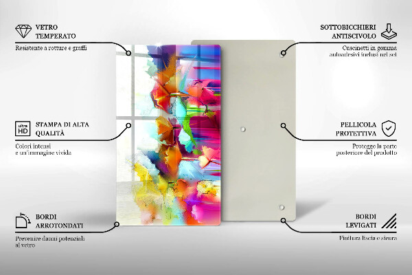 Protège plaque de cuisson Fleurs peintes