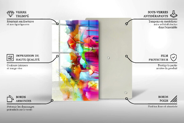 Protège plaque de cuisson Fleurs peintes