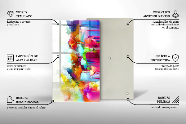 Protège plaque de cuisson Fleurs peintes