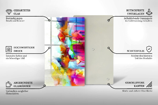 Protège plaque de cuisson Fleurs peintes