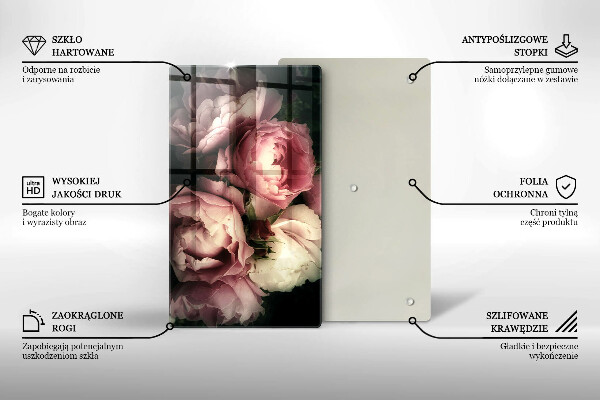 Protège plaque de cuisson Fleurs de pivoine