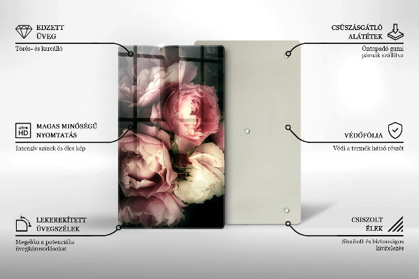 Protège plaque de cuisson Fleurs de pivoine