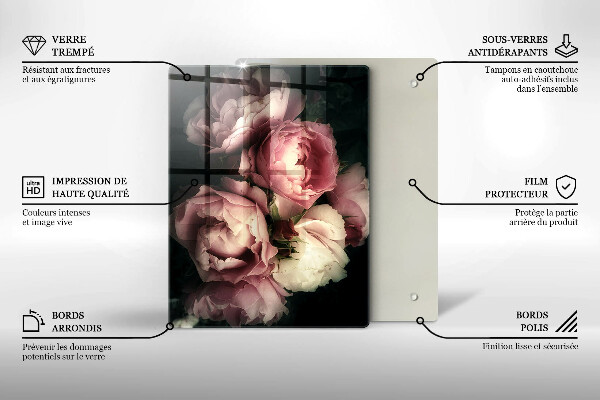 Protège plaque de cuisson Fleurs de pivoine