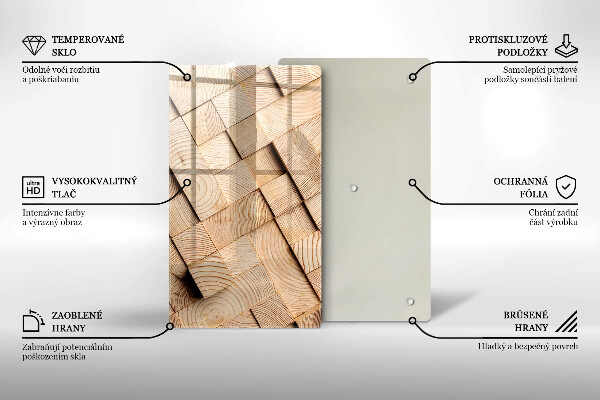 Protège plaque de cuisson Carrés en bois