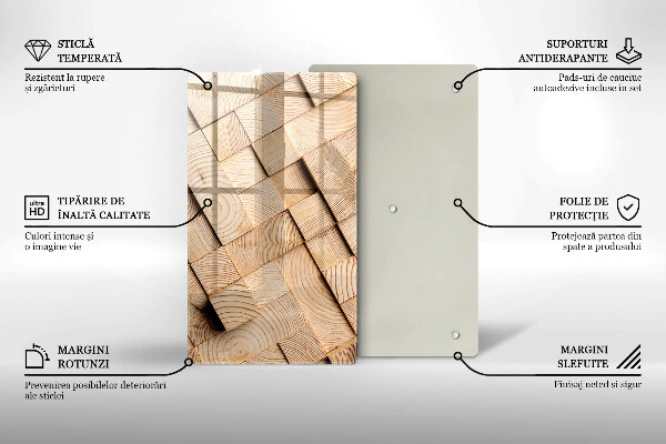 Protège plaque de cuisson Carrés en bois